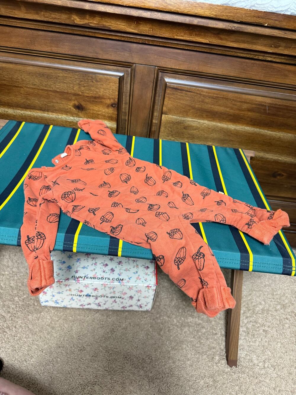 Hallmark Baby Orange Acorn Long Sleeve One Piece Fall Outfit Size 6-12 MOS